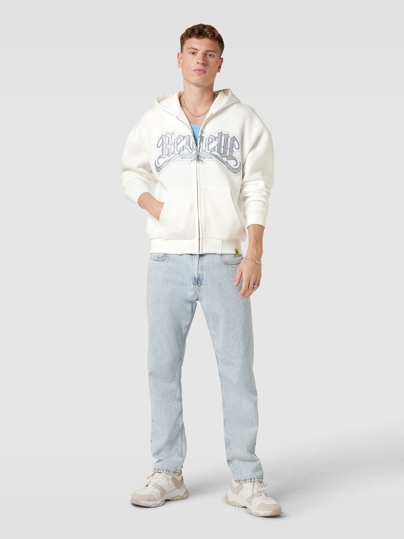 Sweatjacke mit Label-Stitching in weiß