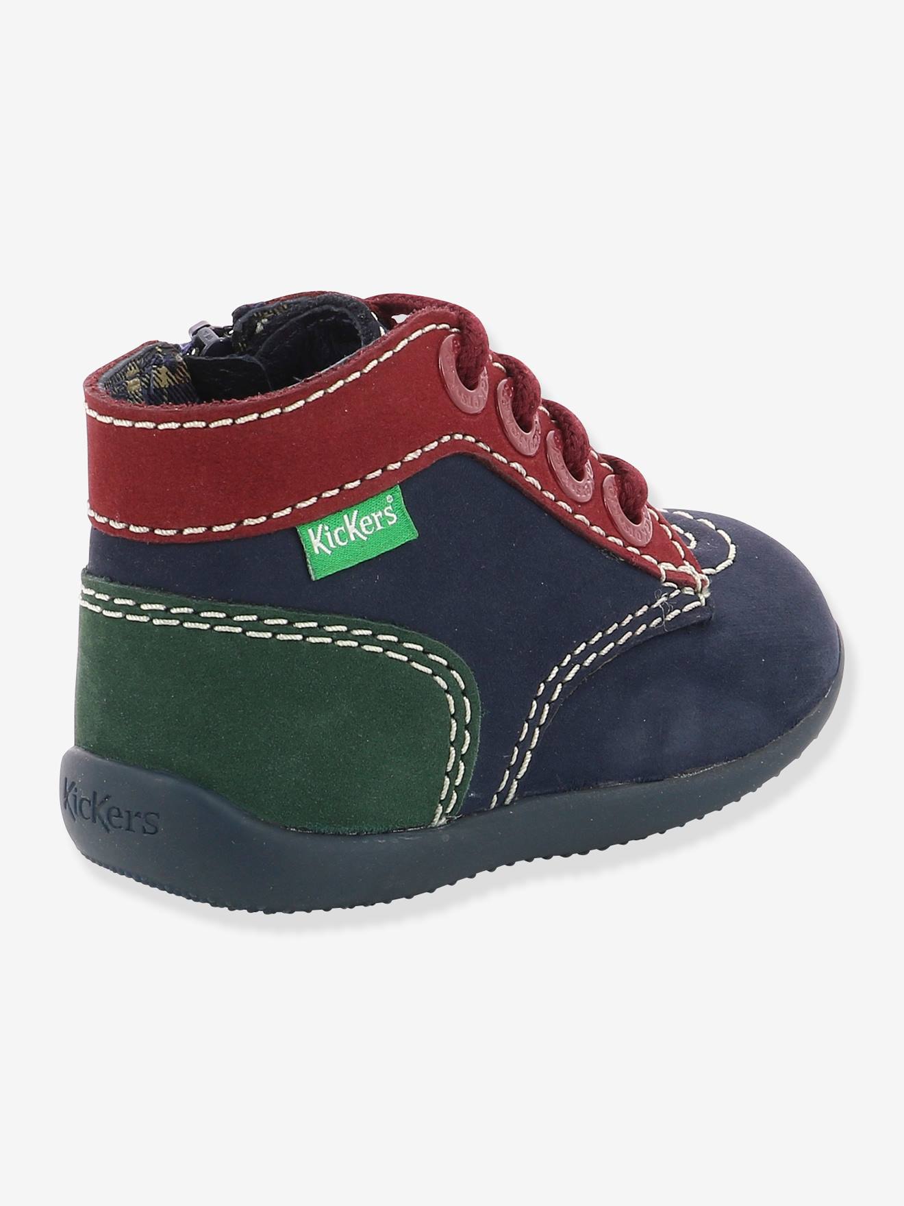 Bottillons cuir bébé garçon Bonzip KICKERS® 1ers pas marine