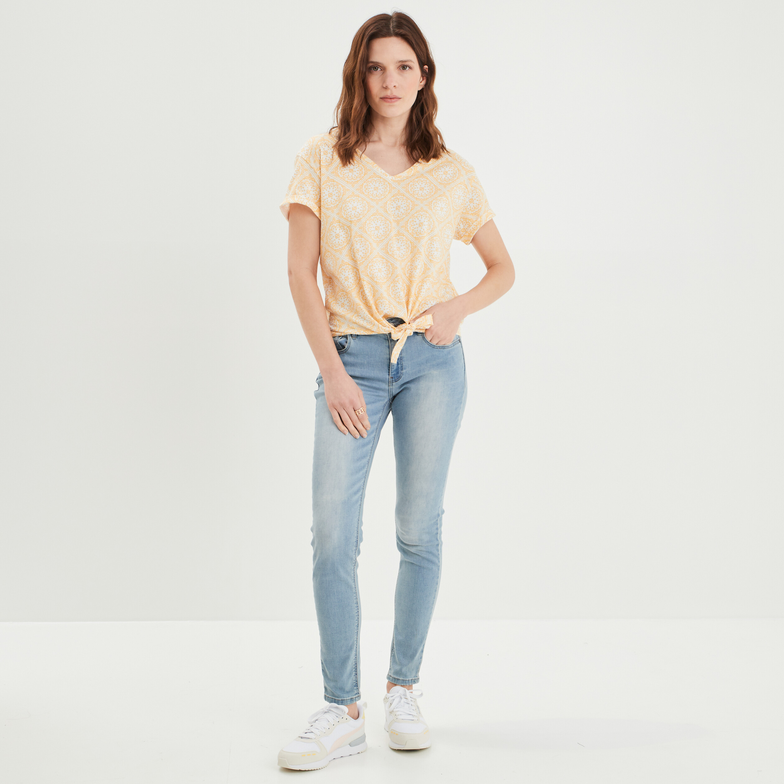T-shirt manches courtes jaune femme | La Halle