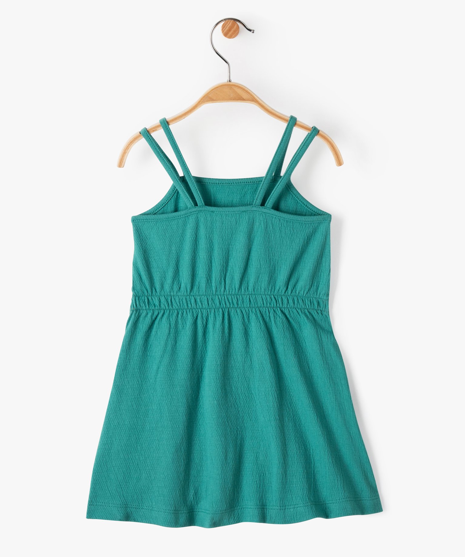Robe bébé fille à fines bretelles en coton stretch vert | GEMO