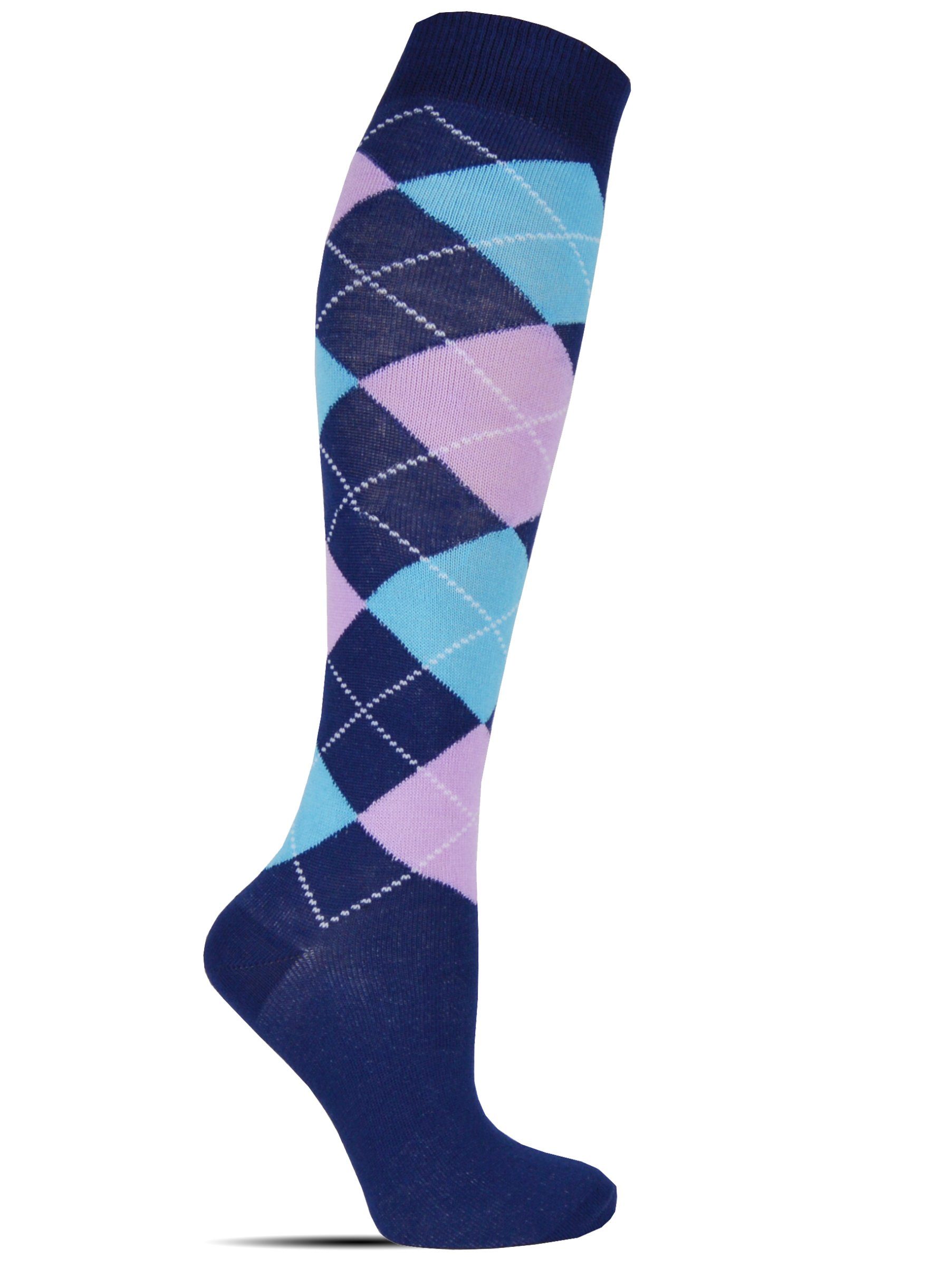 Socked Kniestrümpfe Damen Kniestrümpfe, Baumwolle (6-Paar, 4 verschiedene Farben) Baumwolle, lange Socken,Strümpfe, guter Halt, kniehoch, Uni / Karo