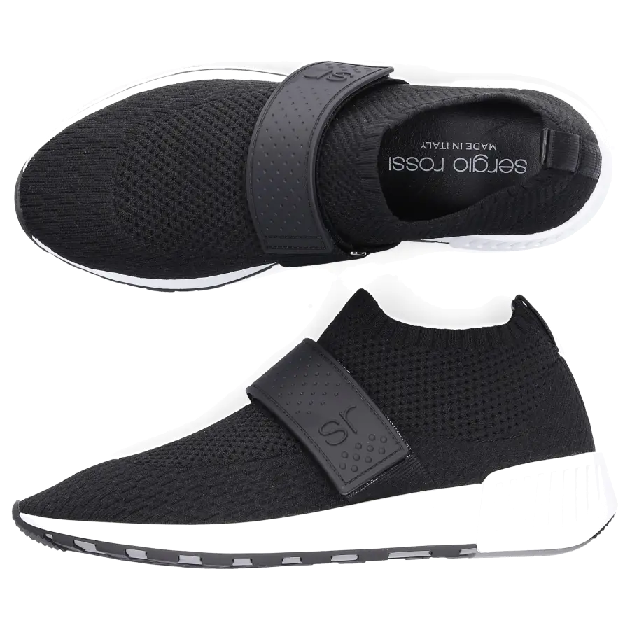 Sergio Rossi - Slip Ons SR1 Nylon Stretch Logo schwarz - schwarz