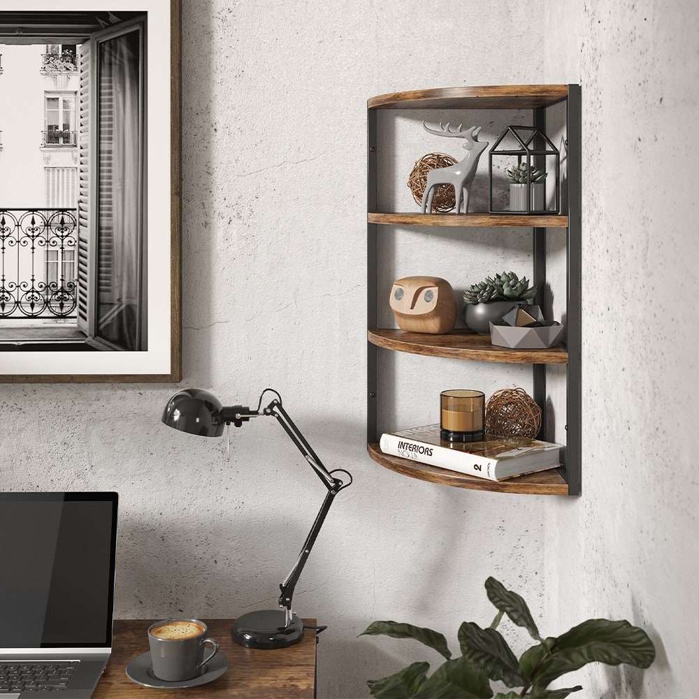 Vicco Eckregal Standregal Raumteiler FYRK 3 Ebenen Antikholz-Optik