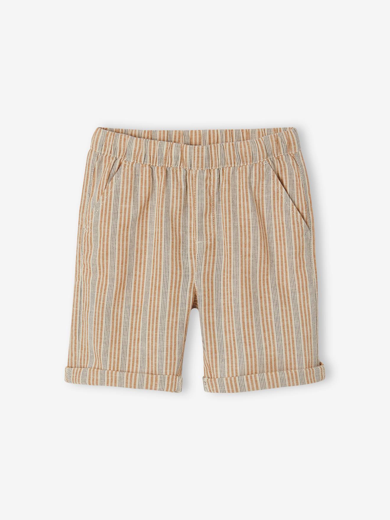 Vertbaudet Festliches Jungen-Set: Poloshirt & Shorts - weiß gestreift