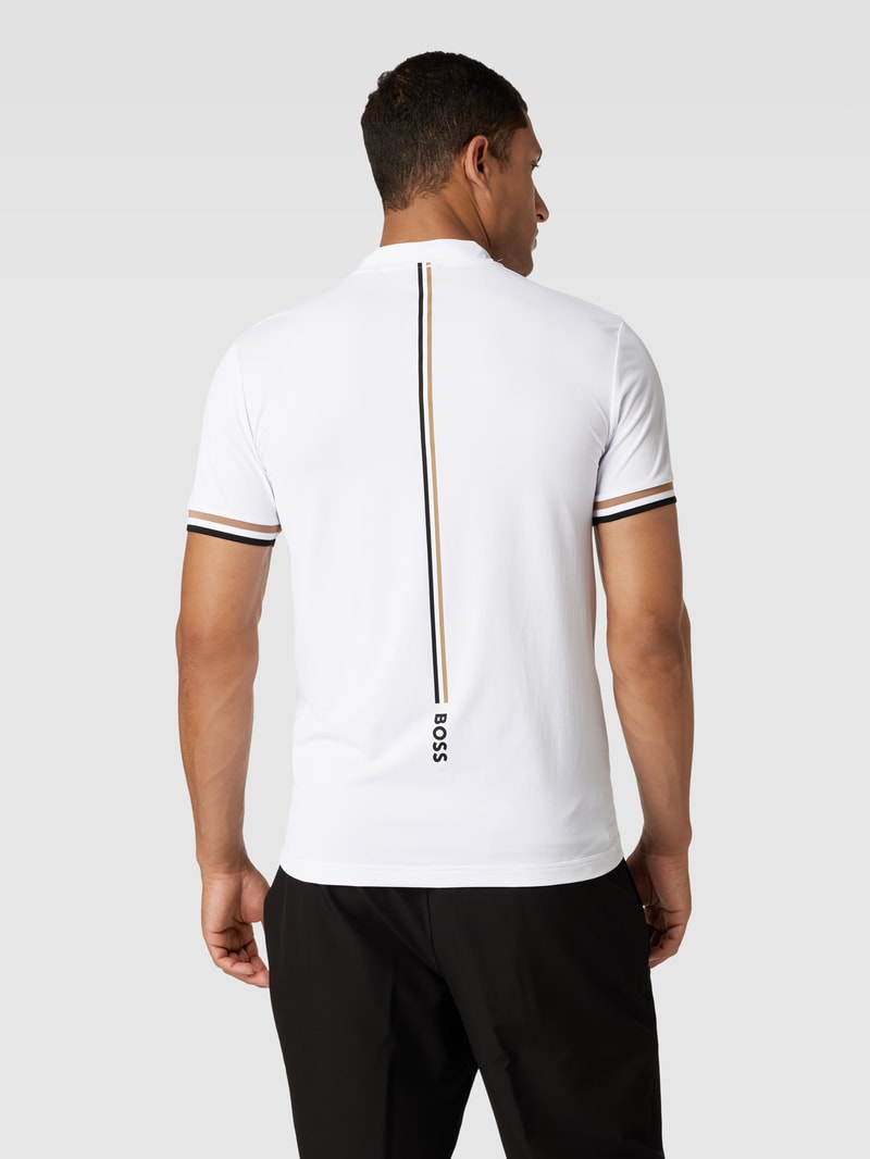 Slim Fit Poloshirt mit Stehkragen Modell 'Pariq' in weiß