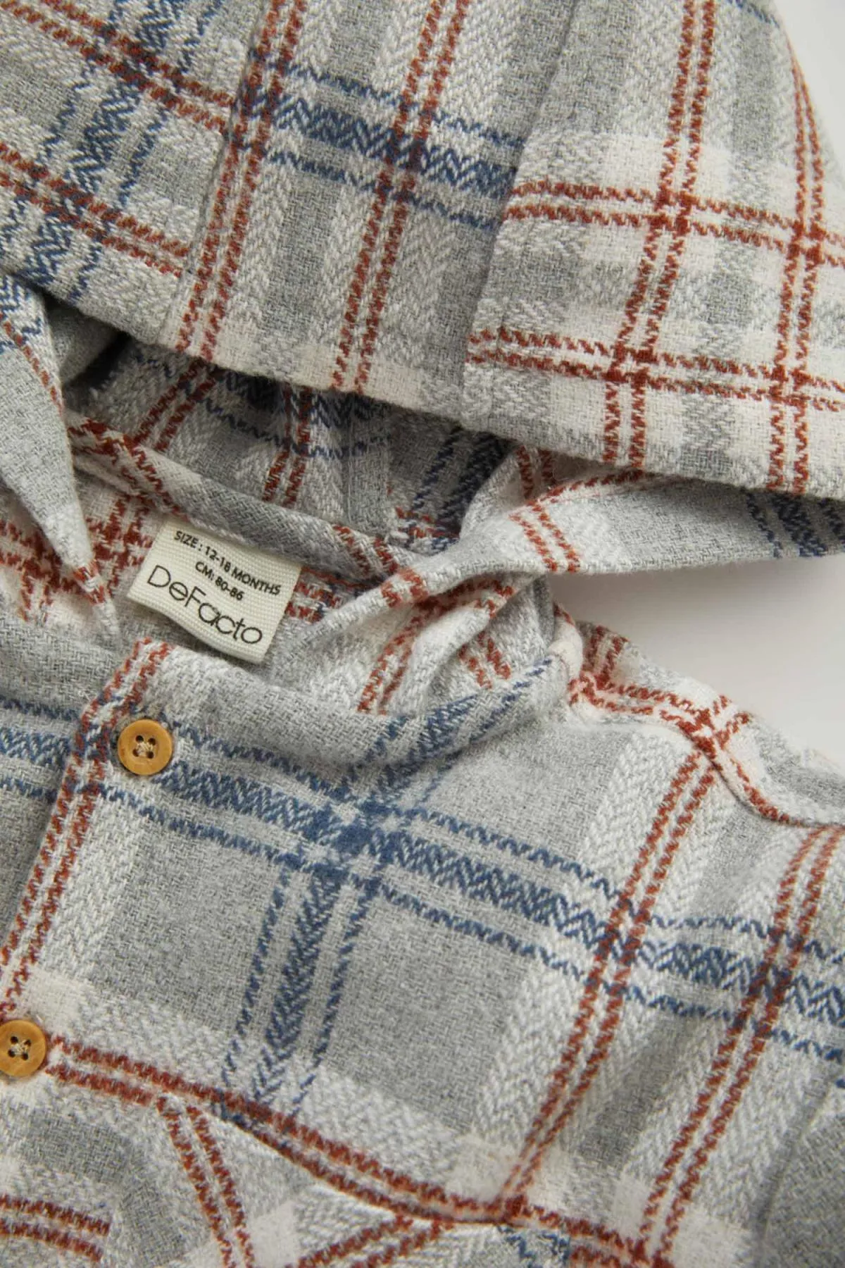 DeFacto  Langärmliges Flanellhemd mit Kapuze für Babys
