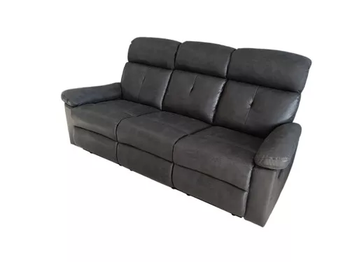 Happy Home Happyhome Polstergarnitur 3tlg. mit 5 Relaxfunktionen HSP95-DGR dunkelgrau Lederoptik