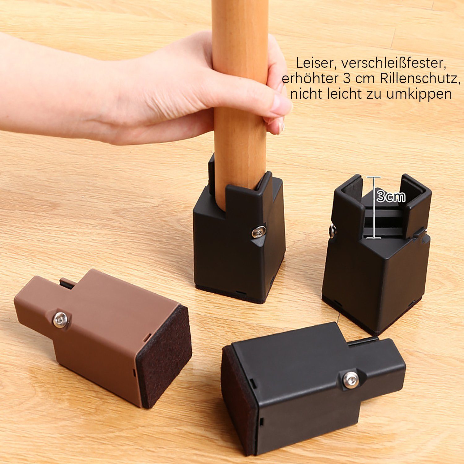 TOPMELON Möbelfuß 4er Tischbeine Für Fußbreite 2.2-4.2cm Sofa Bett Schränke