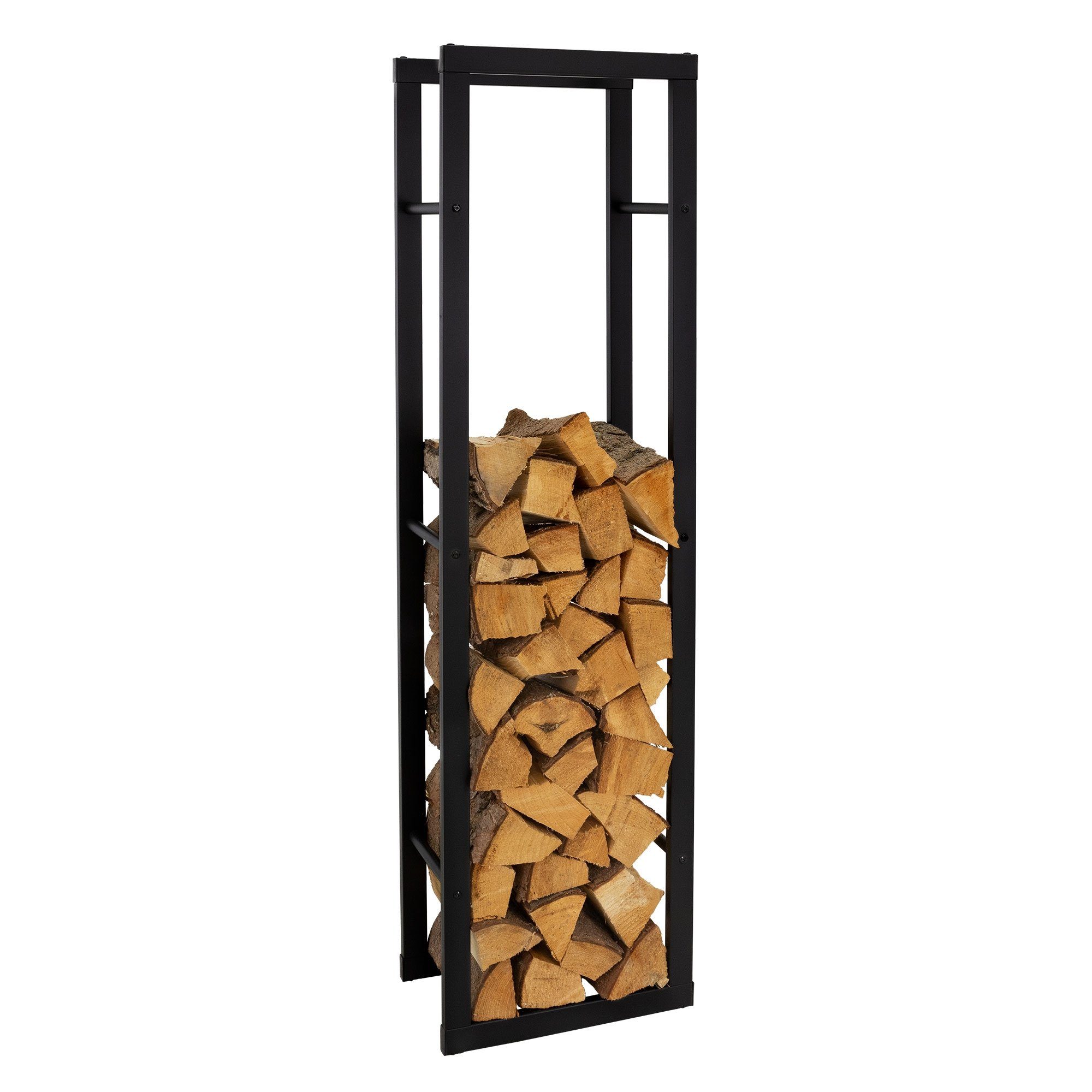 ML-DESIGN Kaminholzregal Brennholzregal Holzaufbewahrung Kaminholzständer Kaminholzhalter, BxTxH:25x40x150 cm, Schwarz 40x150x25cm rechteckig Metall Innen/Außen