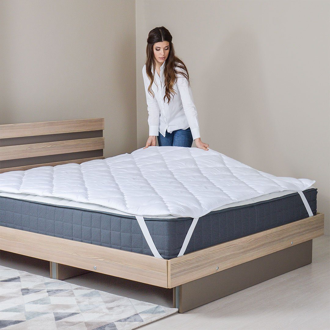 Matratzenschoner 90x200 cm Premium SEI Design, gesteppt u. 4 Gummibefestigung