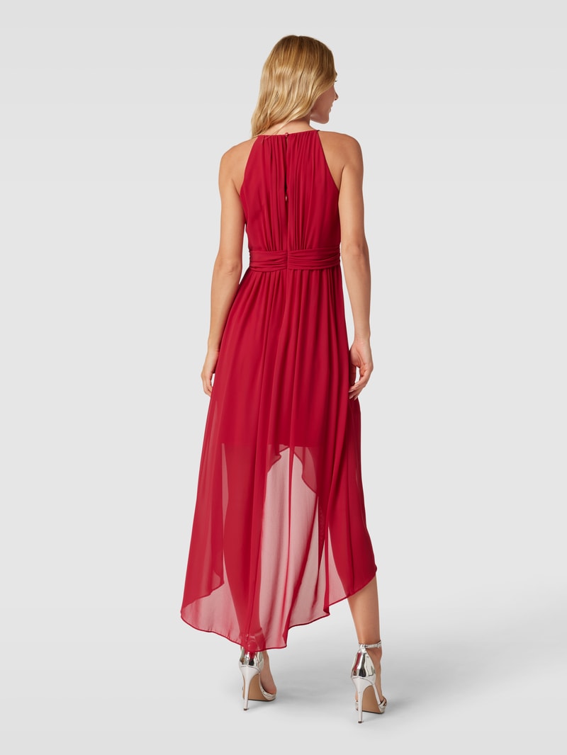 Cocktailkleid mit Neckholder in dunkelrot meliert