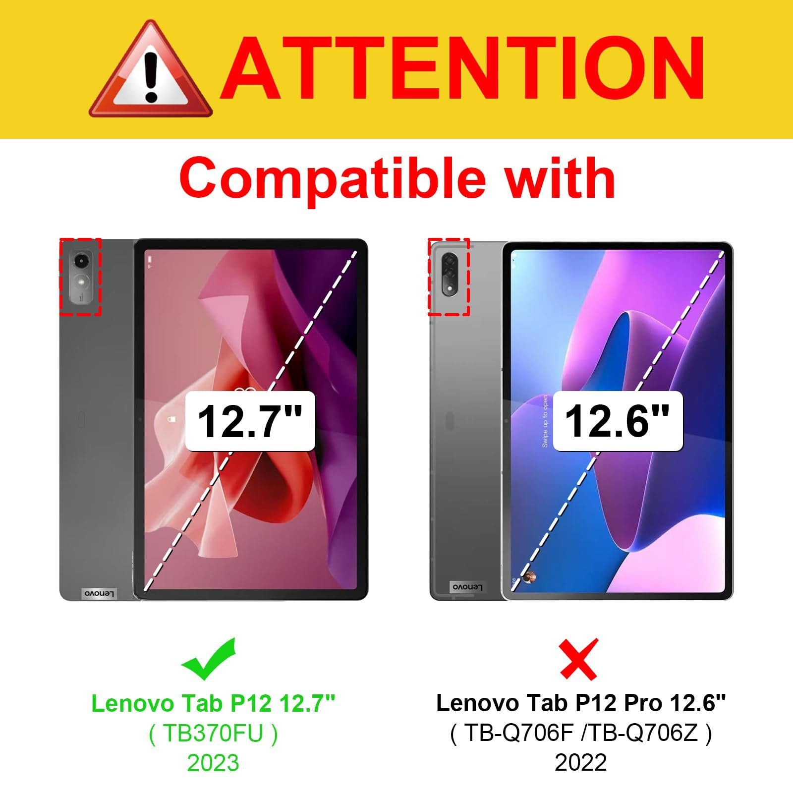 Fintie Tablet-Hülle für Lenovo Tab P12 12,7 Zoll TB370FU 2023, Case mit Auto Schlaf/Wach, Ultradünne Flip Cover mit Ständer Funktion und eingebautem Stifthalter