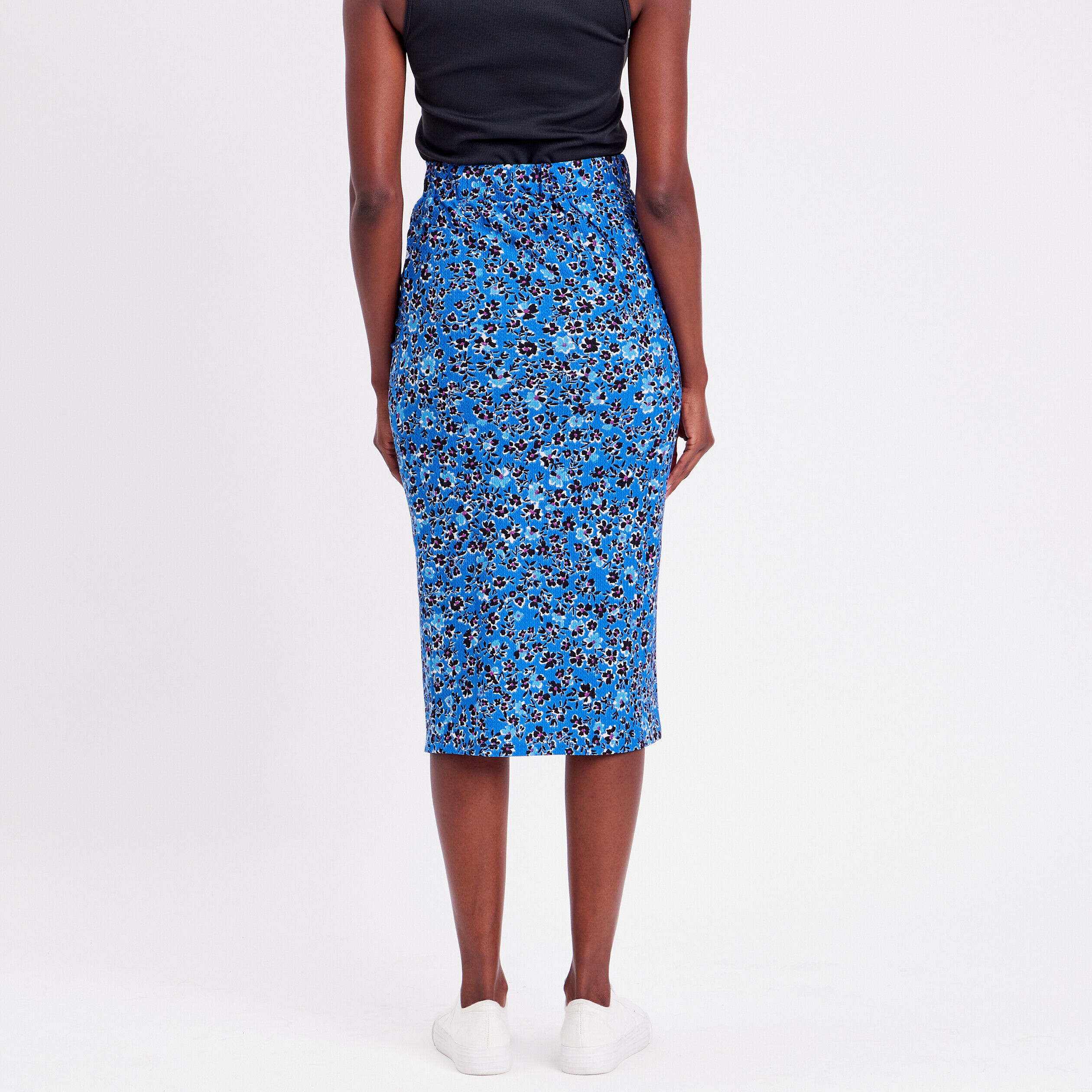 Jupe moulante drapée bleu femme | Cache Cache