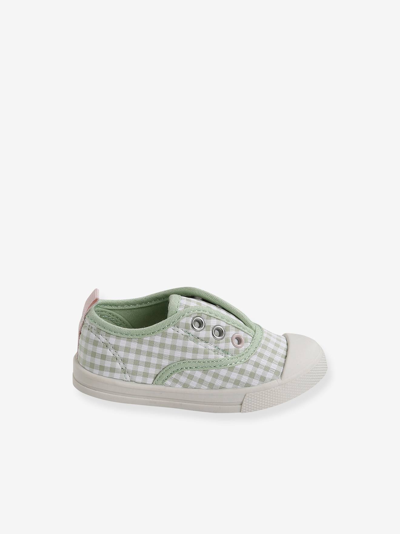 Baskets élastiquées bébé fille en toile vert sauge