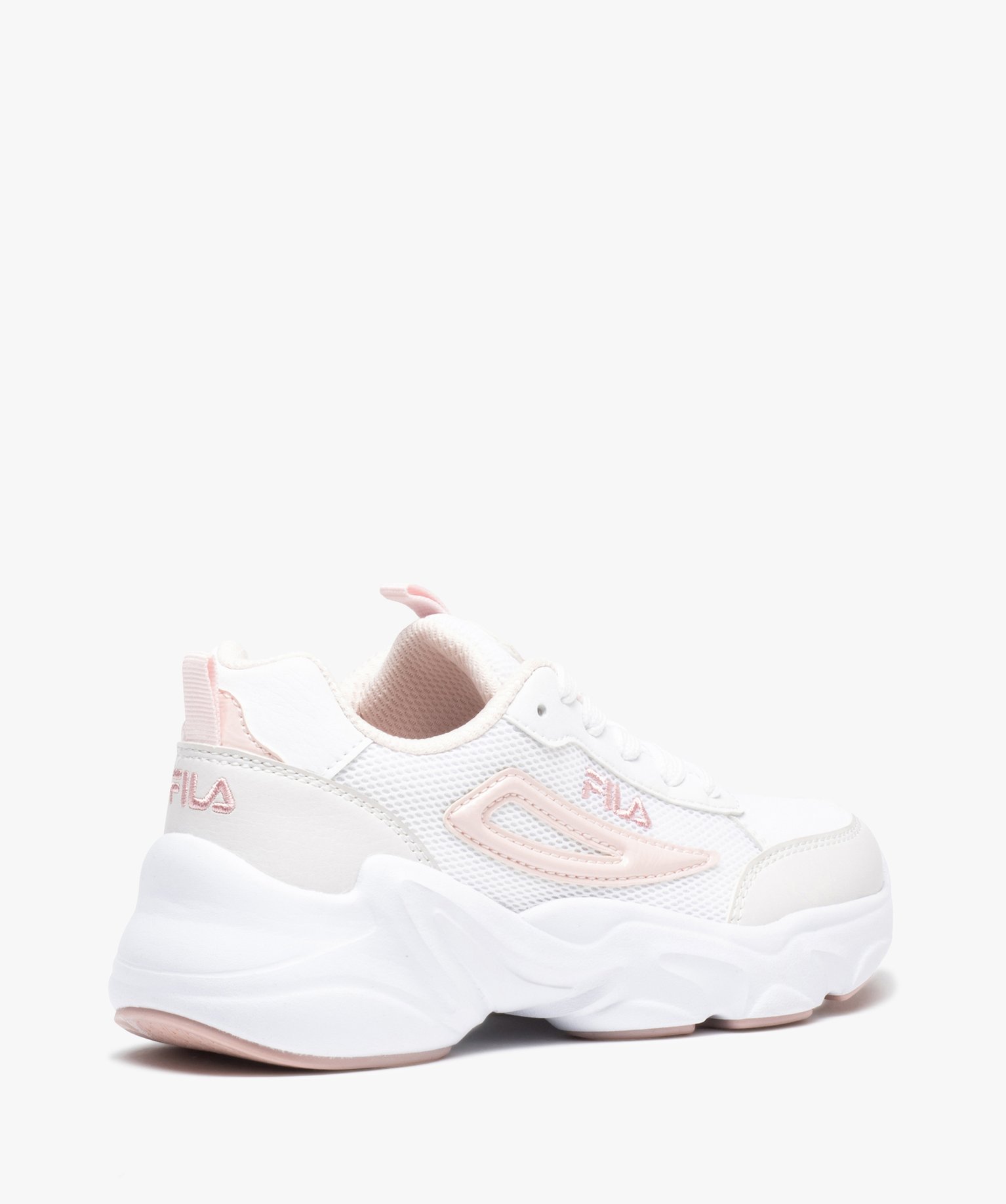 Baskets femme bi-matières à lacets - Fila blanc | GEMO