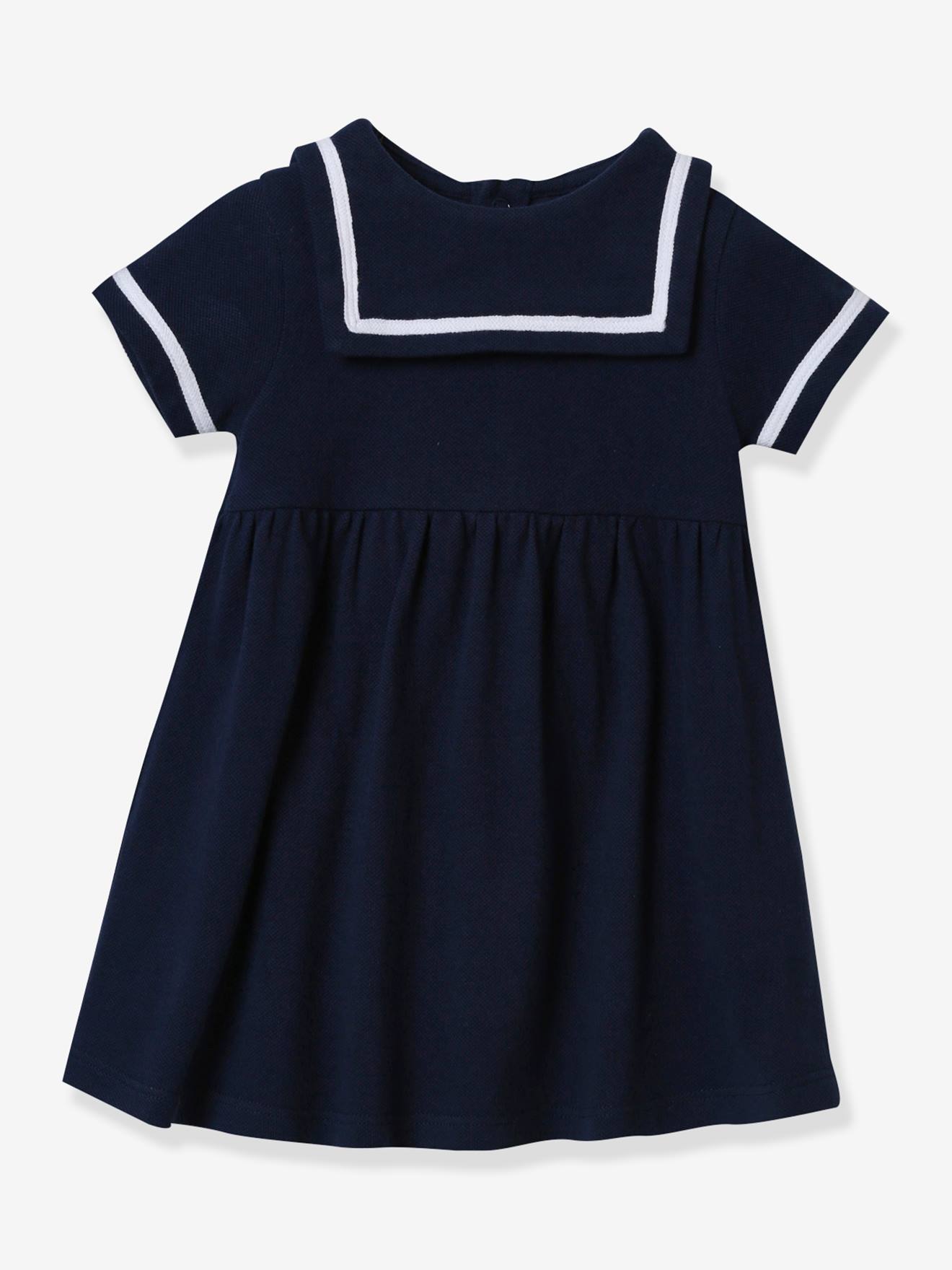 Robe bébé en piqué de coton CYRILLUS coton bio marine