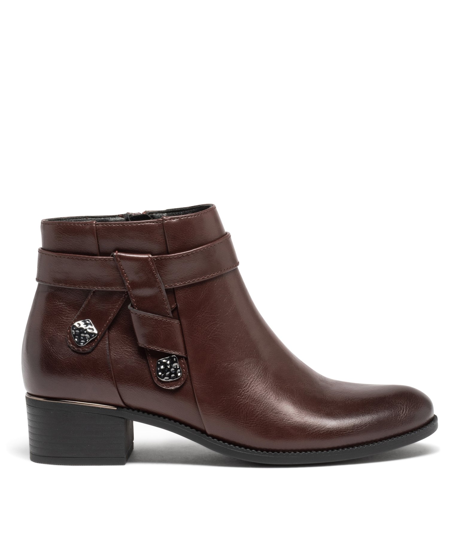 Boots à talon avec brides fantaisie sur le cté femme rouge fonce | GEMO