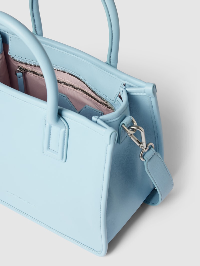 Tote Bag mit Label-Detail Modell 'LENA' in hellblau