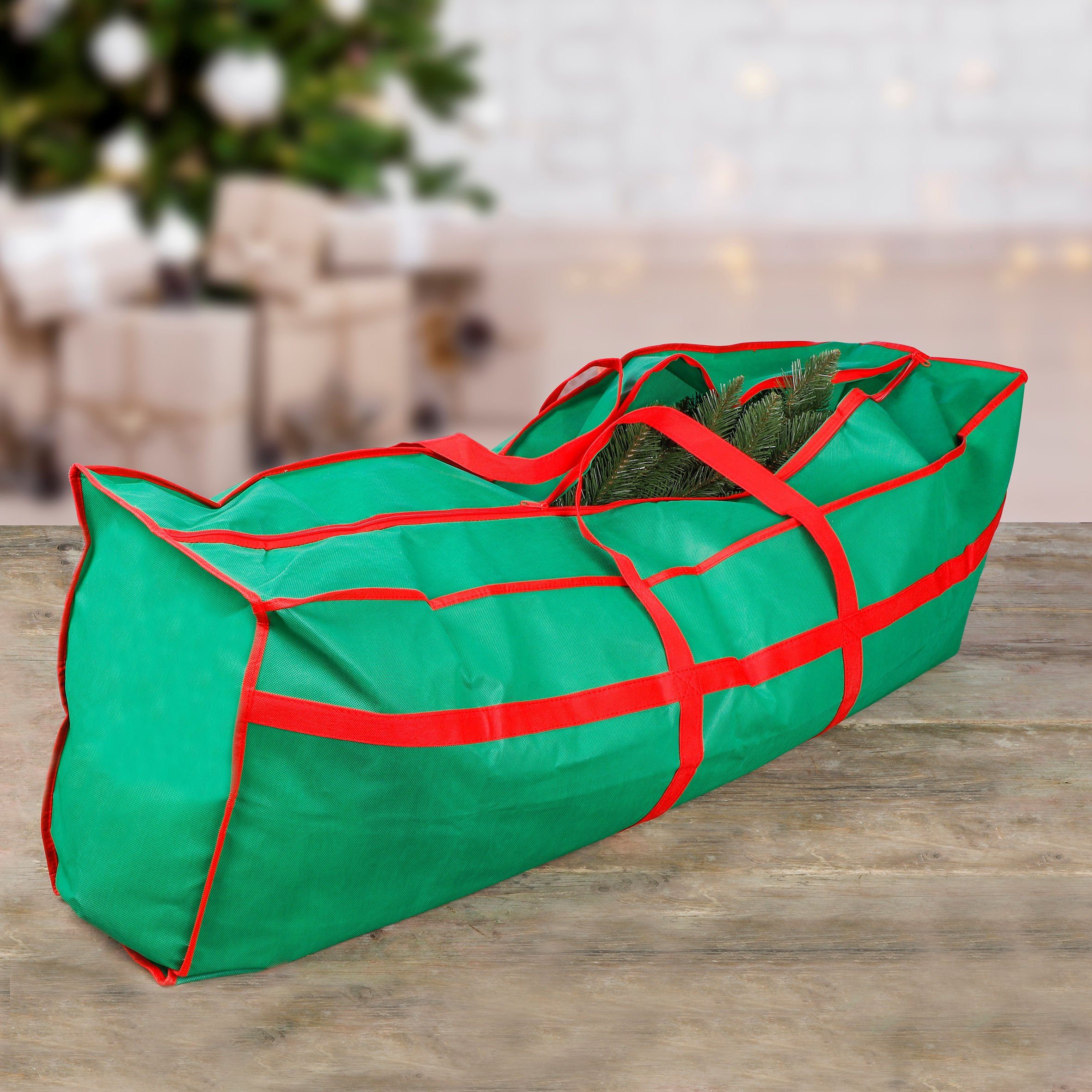 Spetebo Aufbewahrungstasche Weihnachtsbaumhülle mit Reißverschluss 120 x 43 cm (Transporttasche, 1-tlg., mit Reißverschluss, robusten Tragegriffen), für künstliche Tannenbäume bis 210 cm Höhe - Tasche Sack