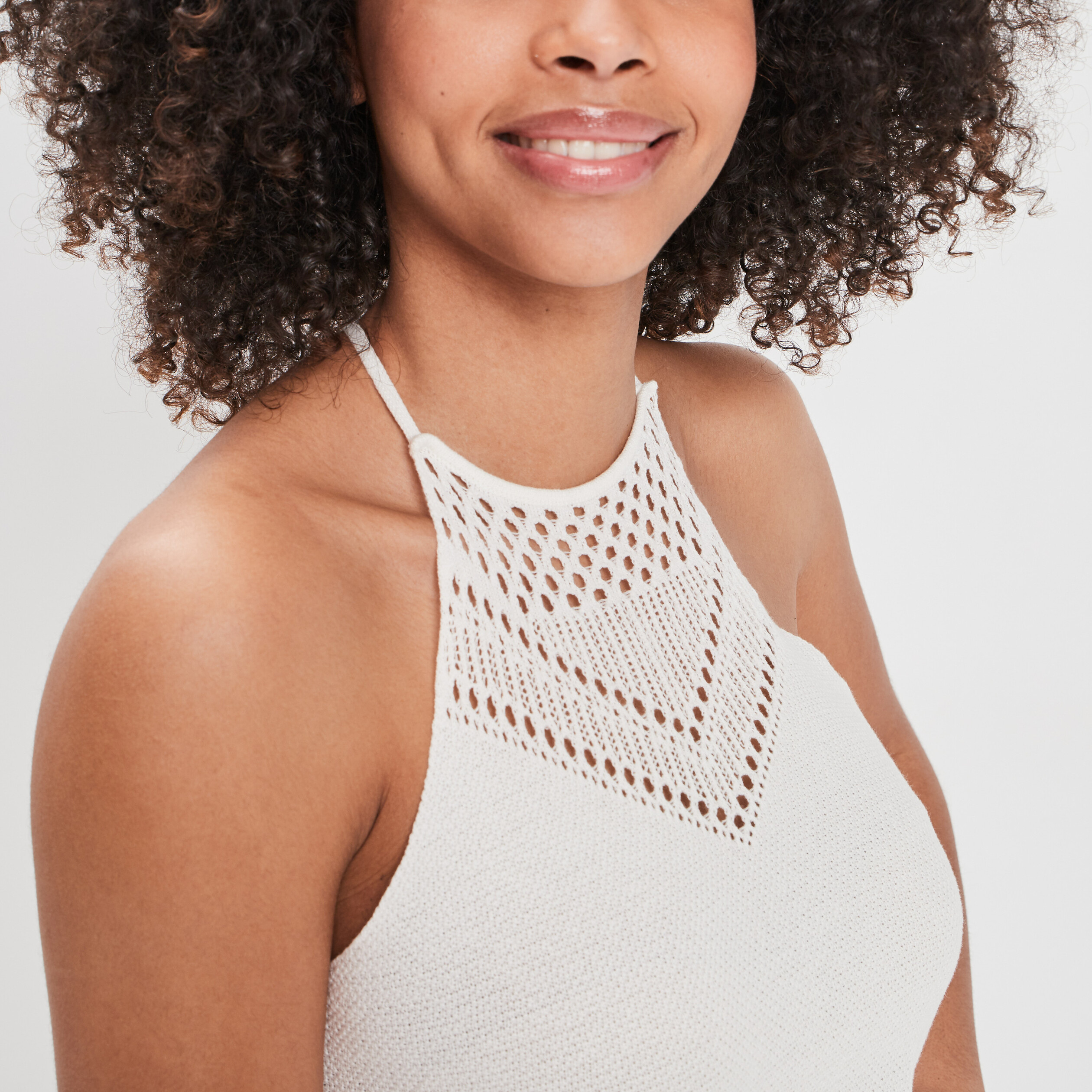 Débardeur cropped crochet ivoire femme | La Halle