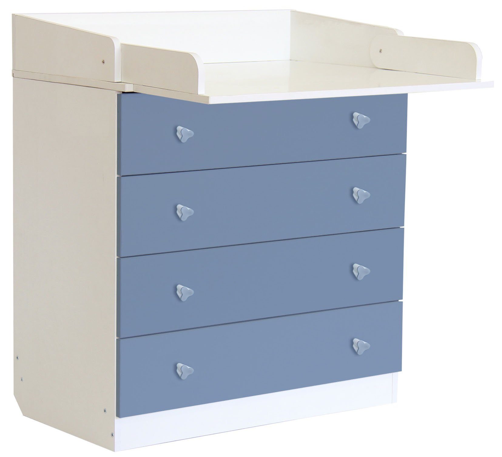 Polini kids Wickelkommode Simple 1580, weiß/blau, mit aufklappbarem Wickelaufsatz