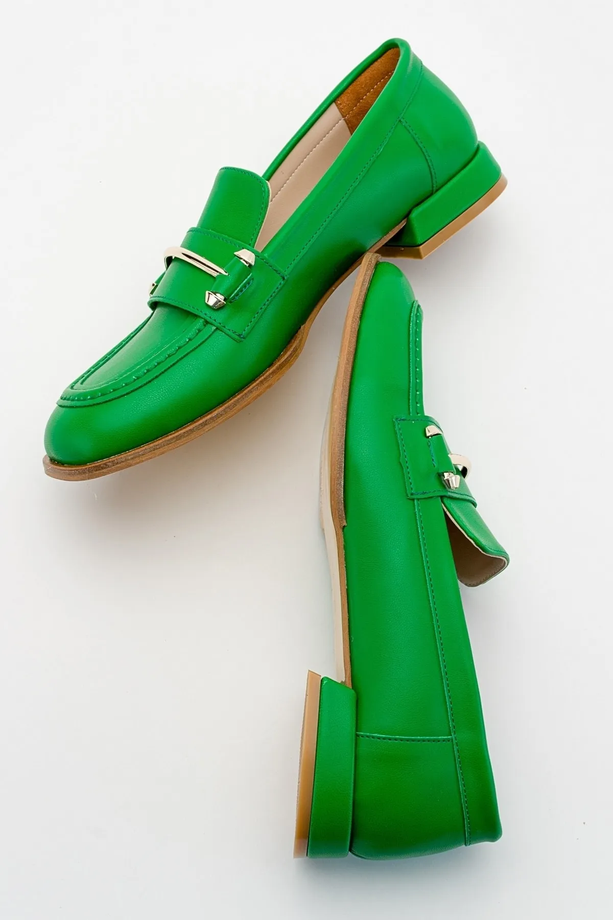 LuviShoes  Solen Green Damen-Loafer-Schuhe