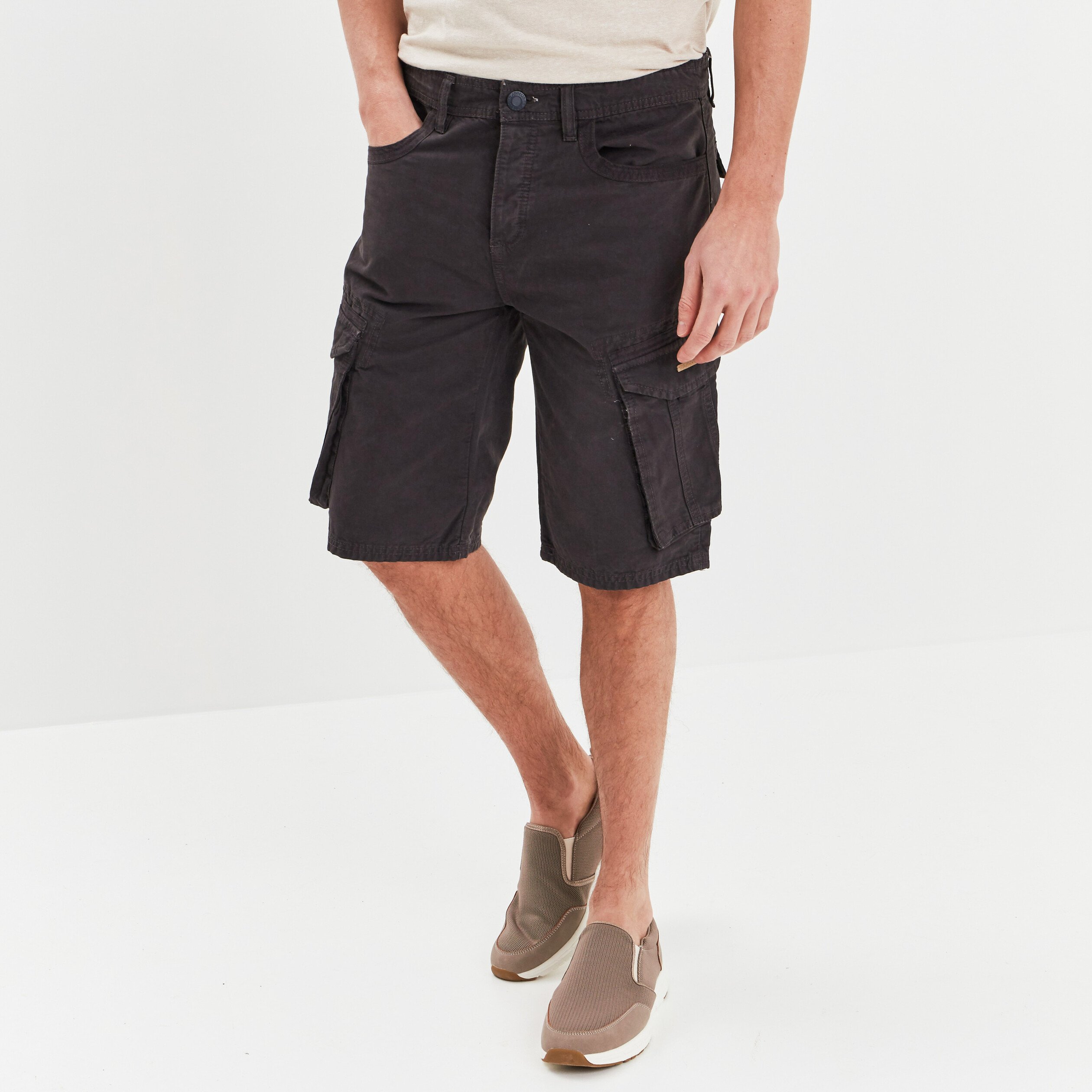 Bermuda cargo droit Trappeur gris foncé homme | La Halle