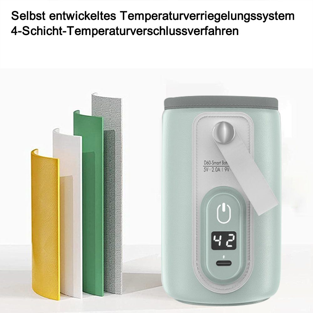 FeelGlad Babyflaschenwärmer Tragbar, mit Griff, schnelle Erwärmung, LCD