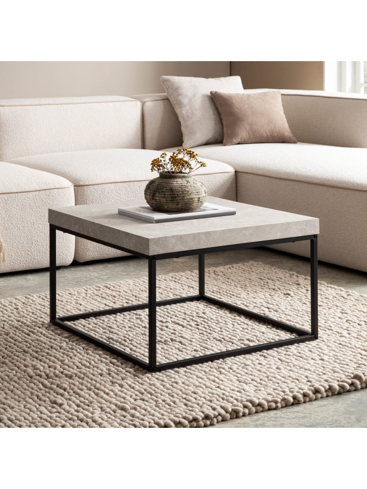 KADIMA DESIGN Couchtisch 60x60x38 cm Sandfarben Sofatisch in Stein-Optik Modern, in Beige günstig kaufen onesize