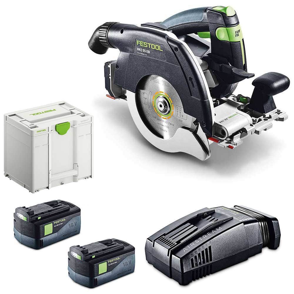 FESTOOL 18V Brushless 120mm 2 x 5.2Ah HKC 55 Circular Saw Bluetooth Kit 577129