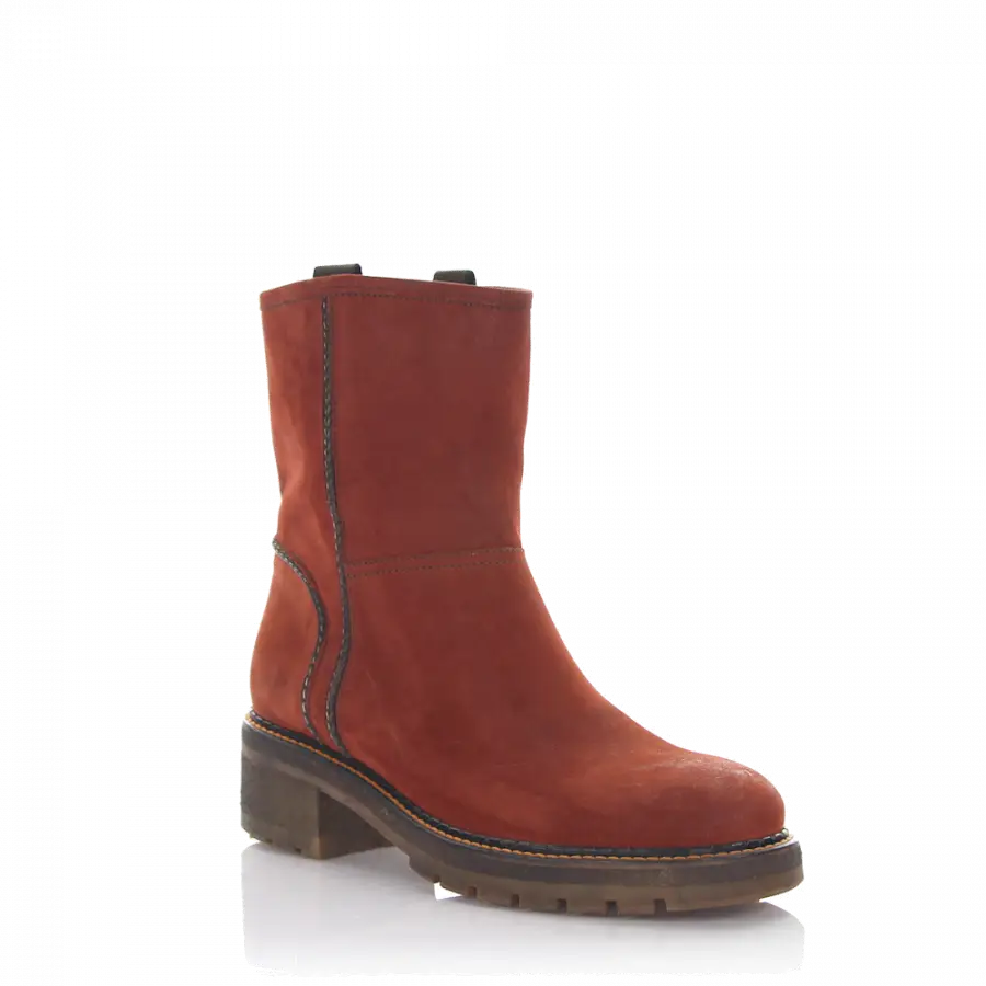 Rossano Bisconti - Stiefeletten Nubukleder Ziernaht - rot