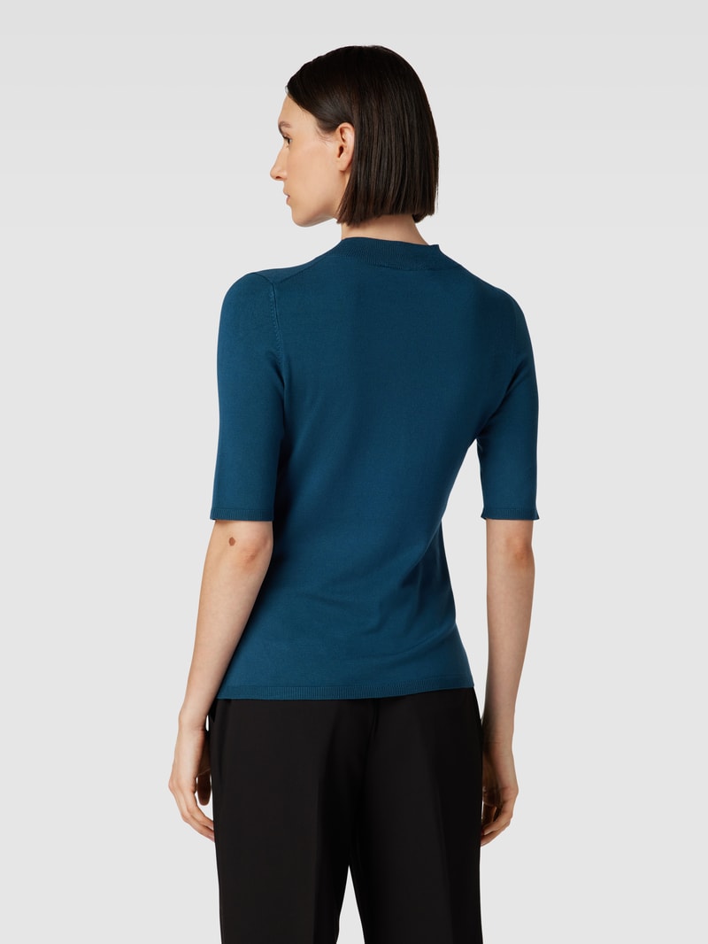 Strickshirt mit Rundhalsausschnitt in petrol