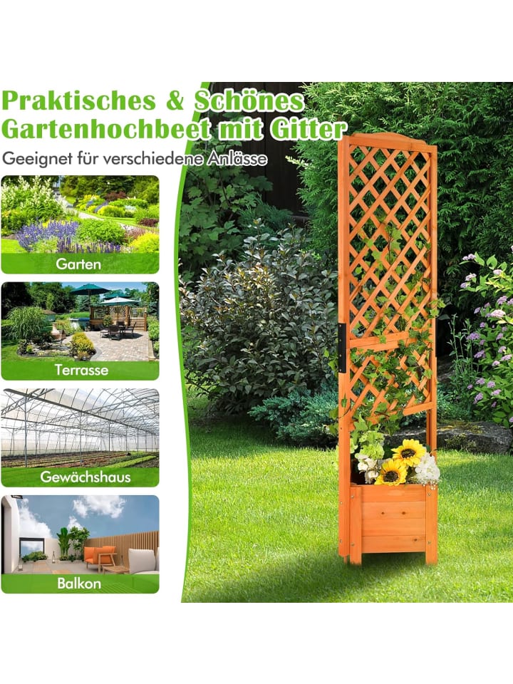 COSTWAY Blumenkasten mit Rankgitter in Orange günstig kaufen onesize