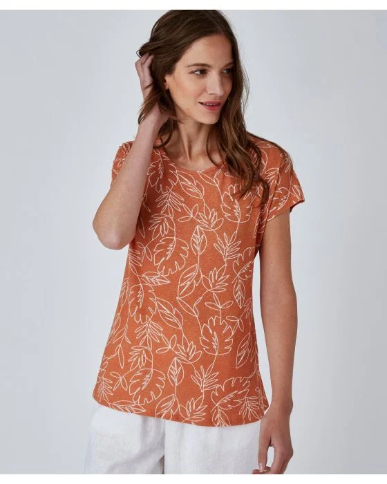 Tee-shirt imprimé mélange lin