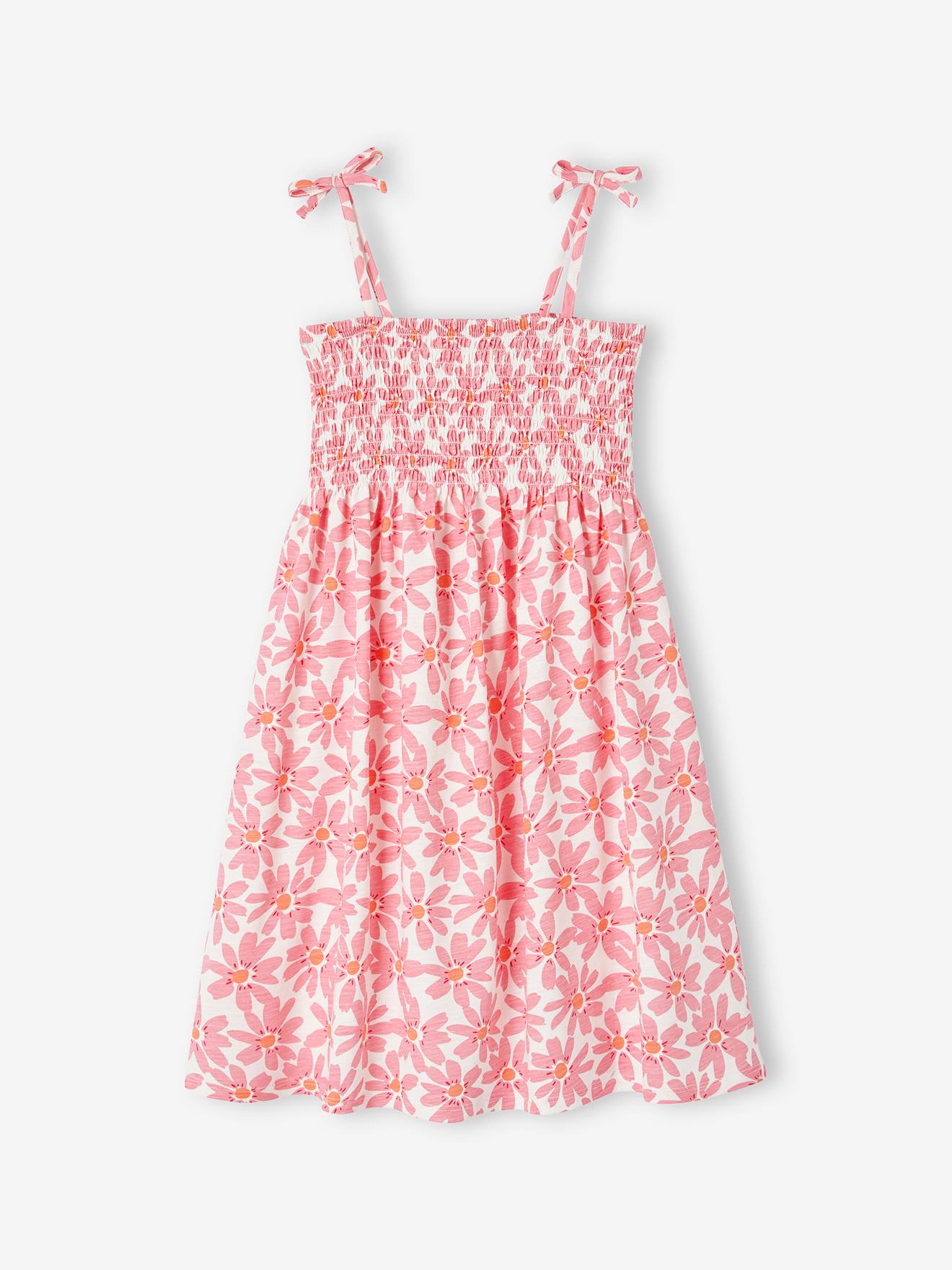 Vertbaudet Gesmoktes Mädchen Trägerkleid Oeko-Tex - mandarine