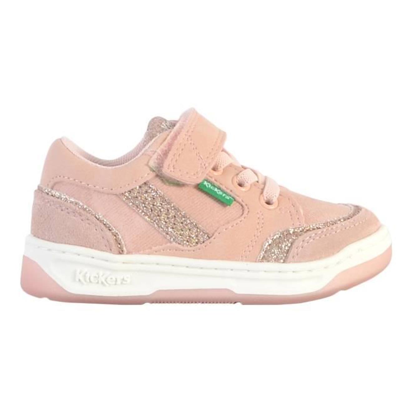 Basket Cuir Enfant Kickers Kouic rose