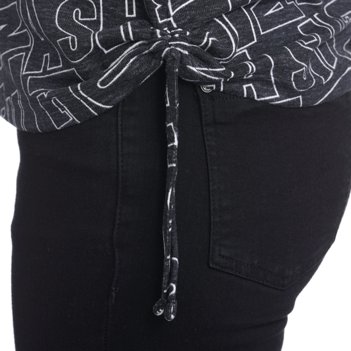 Damen Langarmshirt mit seitlichen Raffungen