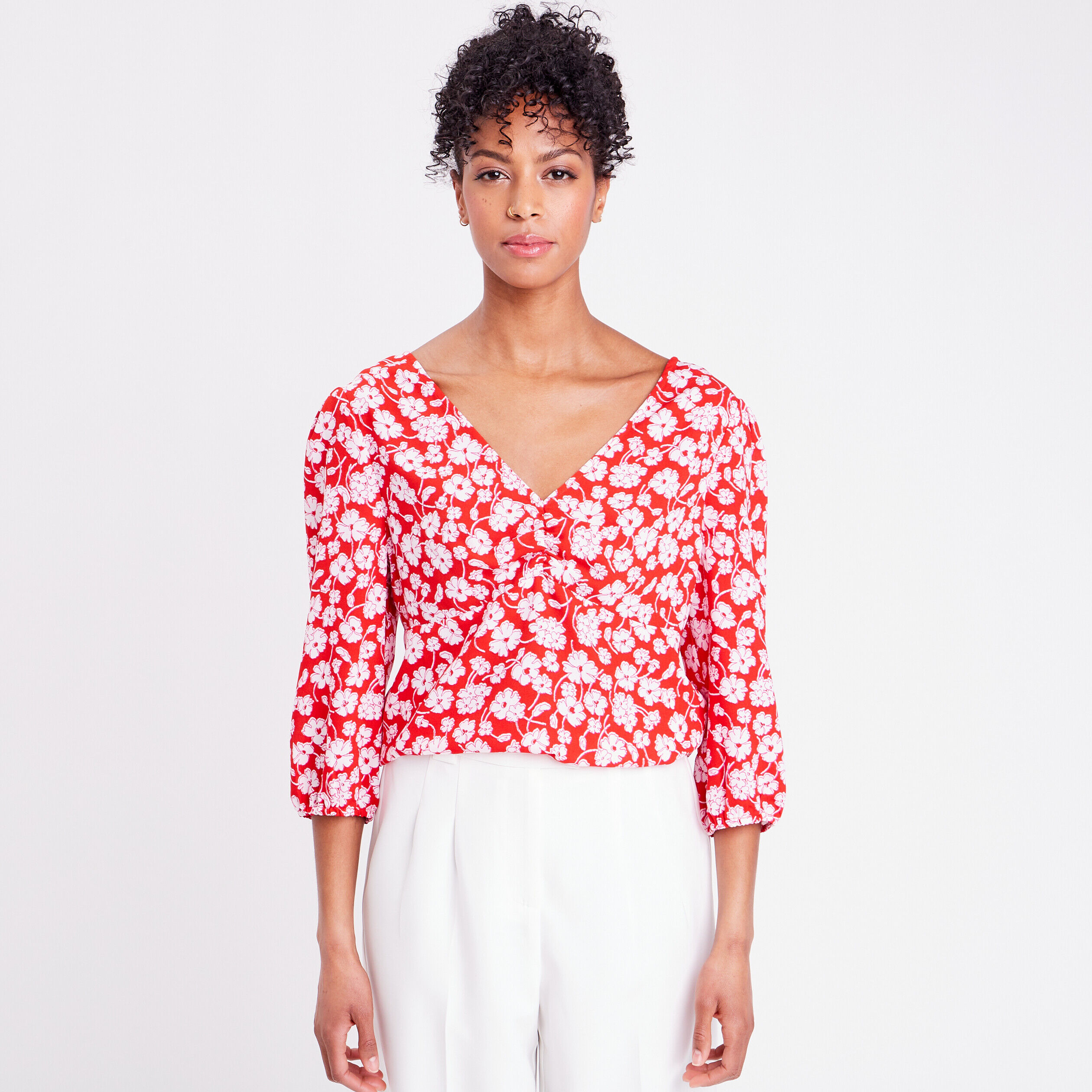 Blouse manches 3/4 rouge femme | Cache Cache