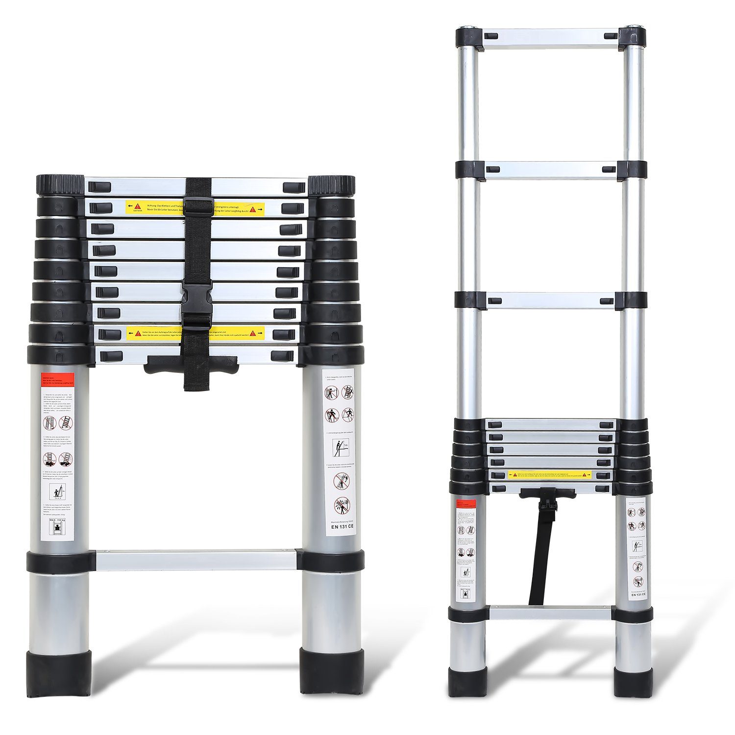 Gimisgu Teleskopleiter Teleskopleiter Alu 2.6m-5m Ausziehleiter Anlegeleiter