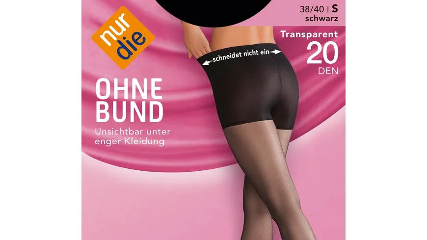 NUR Die Damen Feinstrumpfhose OHNE BUND 20 Den schwarz