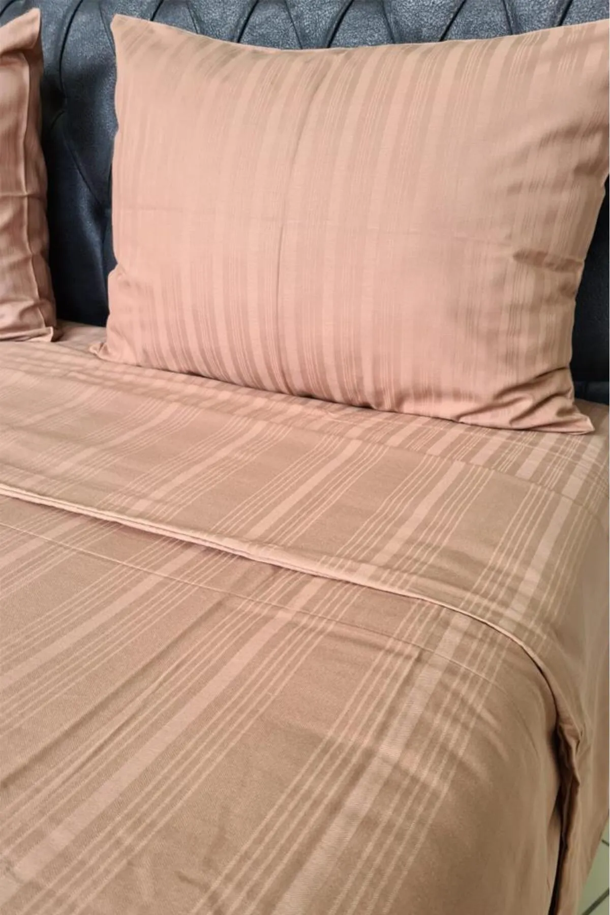 Çeyiz Diyarı  Satin-Kinox-Dobby-Doppelbettbezug-Set, braun
