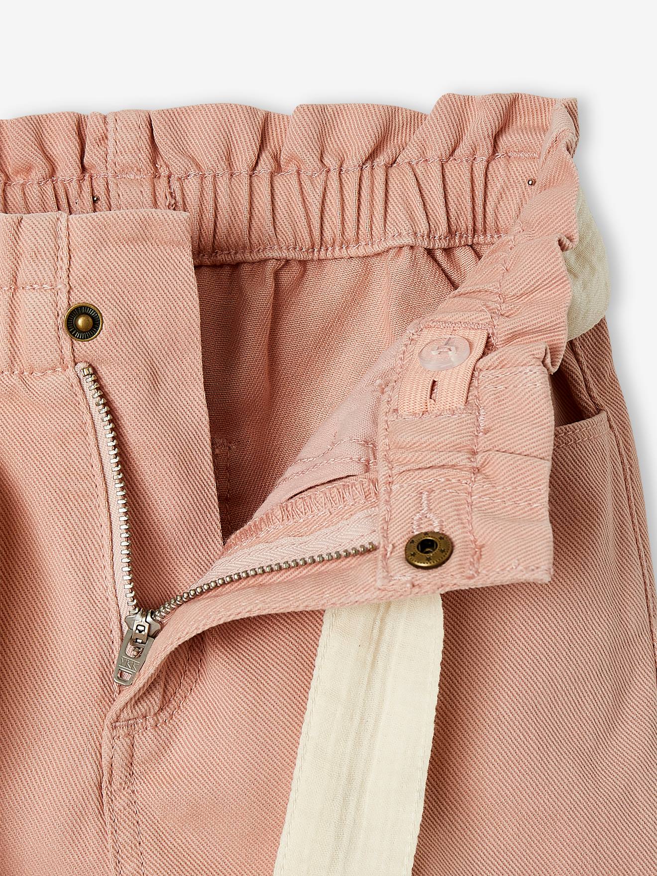 Vertbaudet Mädchen Paperbag-Shorts mit Stoffgürtel - sandfarben