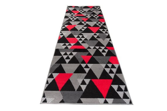 Läufer Läufer Flurläufer Modern für Vorzimmer 100 cm Breit Grau Rot, Mazovia, 100 x 100 cm, Kurzflor, Meterware, Höhe 8 mm, Kurzflor - niedrige Florhöhe