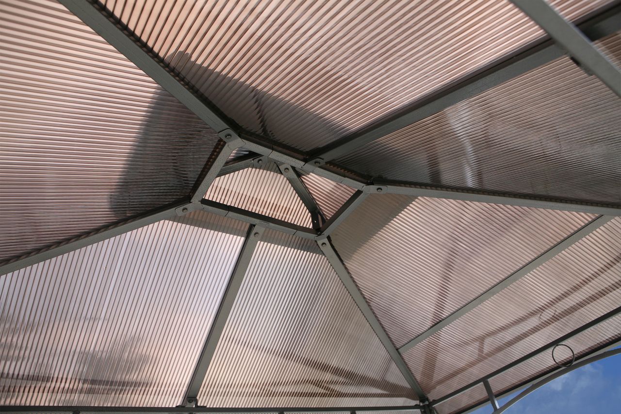 Grasekamp Ersatzdach Hardtop BBQ Pavillon 1,5x2,4m Doppelstegplatten Polycarbonat Braun