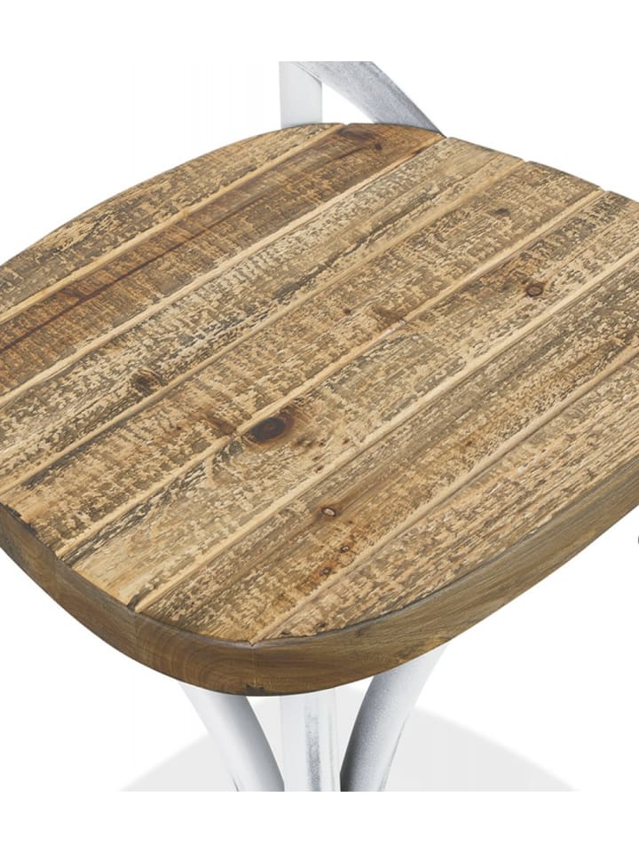 KADIMA DESIGN Küchenstuhl aus Walnussholz mit Metallbeinen, Rustikaler Vintage in Braun-Weiß günstig kaufen onesize
