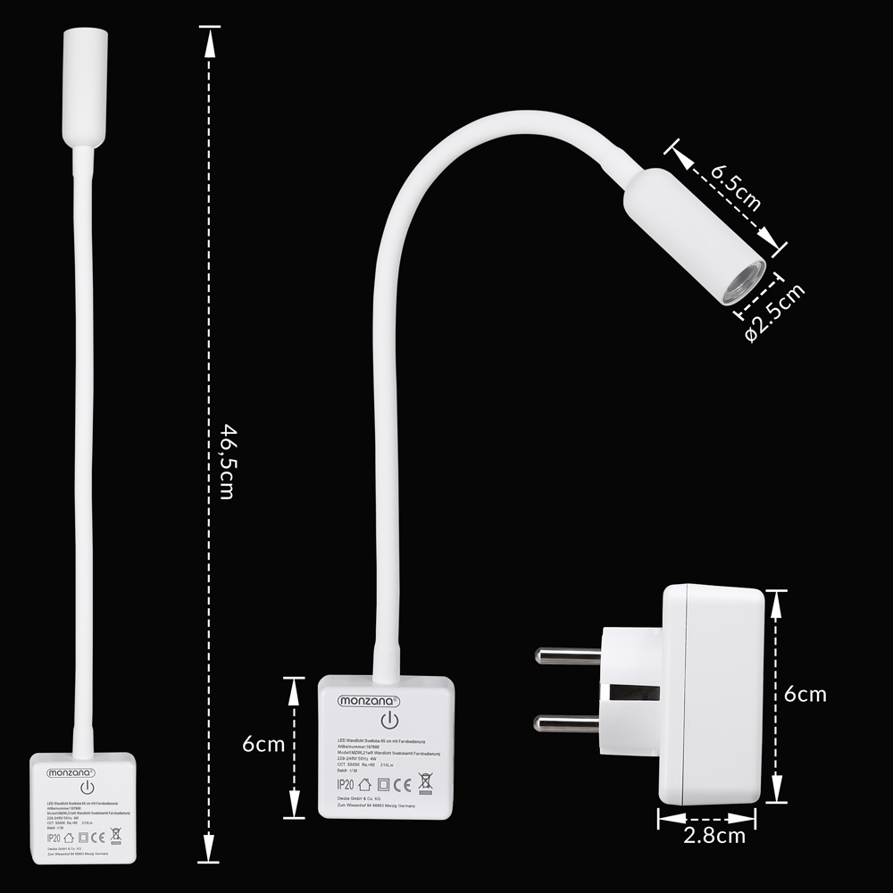 Casaria monzana® LED Wandlicht Svetloba Weiß mit Fernbedienung