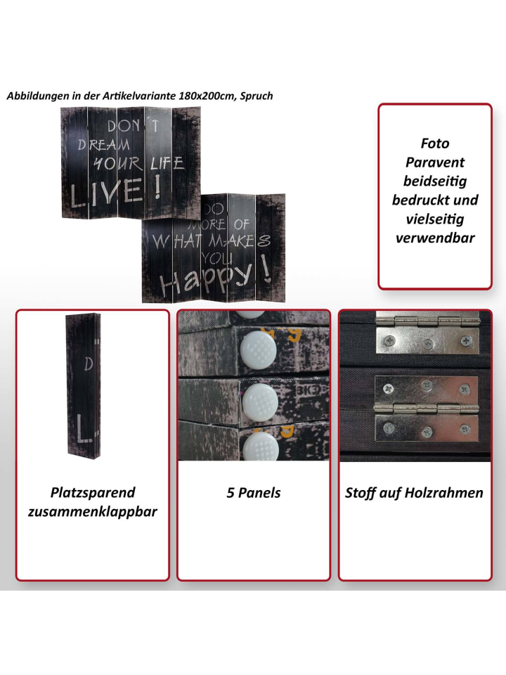 MCW Foto-Paravent im Shabby-Look, 180x240cm, Spruch günstig kaufen onesize