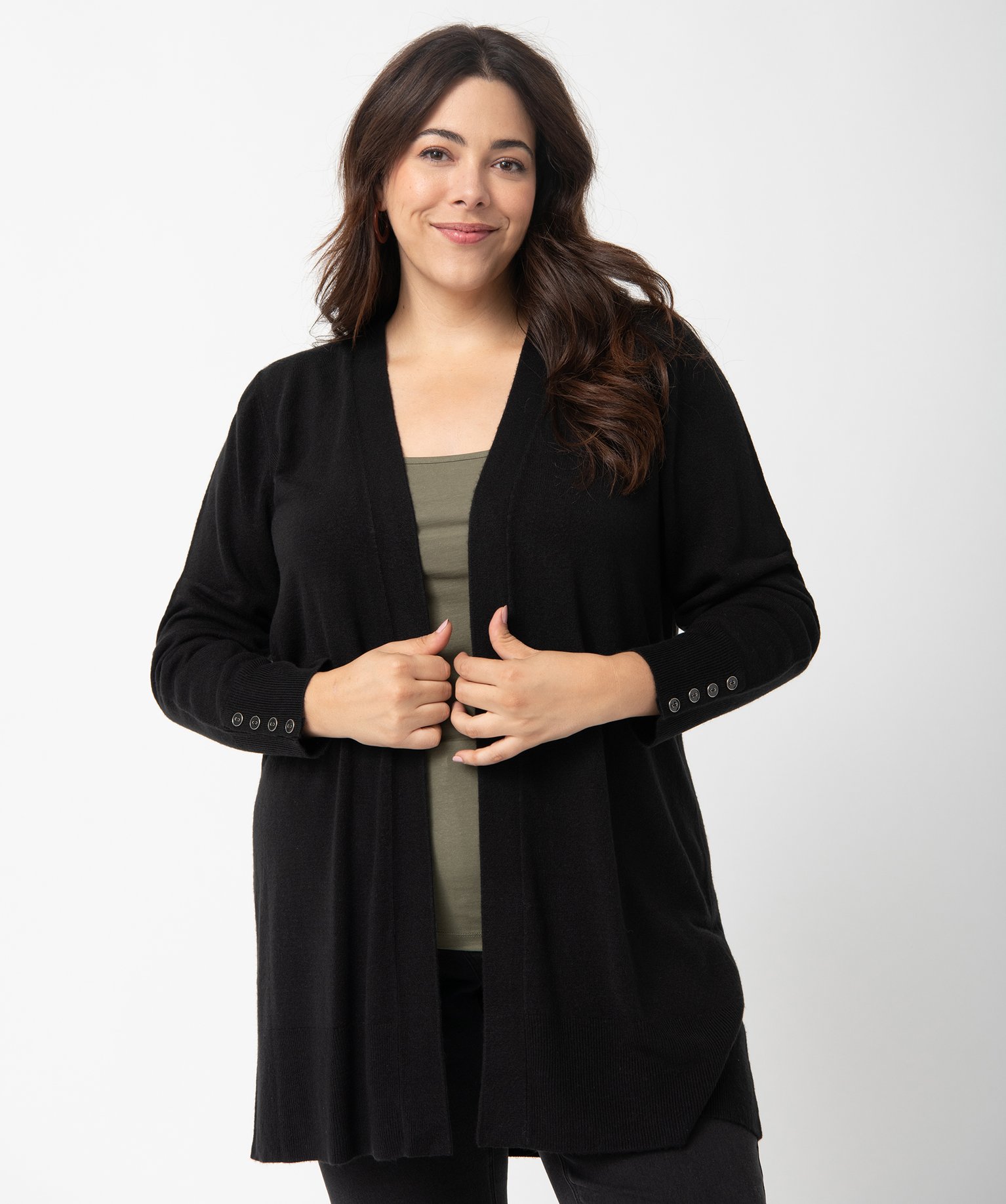 Gilet femme grande taille coupe longue noir | GEMO