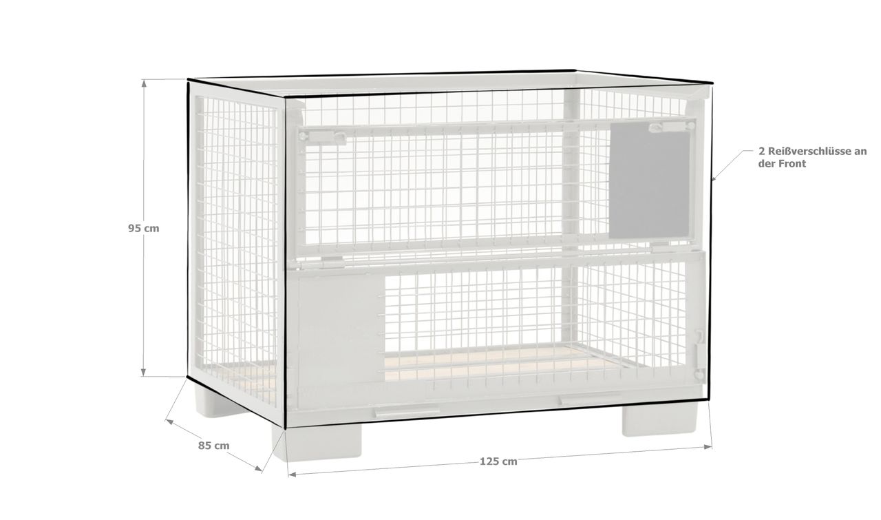 Grasekamp Abdeckhaube Gitterbox 125 x 85 x 95 cm PVC Transparent mit Reißverschluss wasserdicht UV stabil