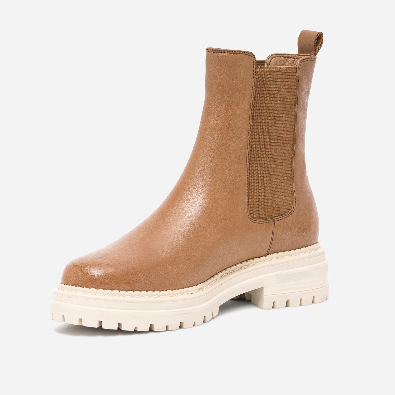 Chelsea boots TEXTO camel en cuir à semelle crantée